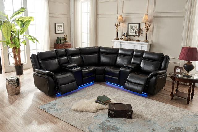 Power reclining Sectional W/LED strip Black Color