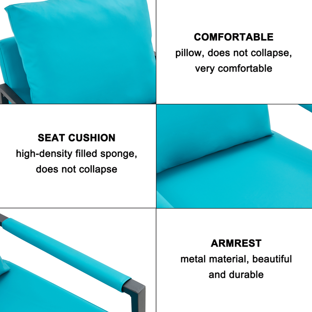 PU Leather Accent Arm Chair Mid Century Modern Upholstered Armchair with Metal Frame Extra-Thick Padded Backrest and Seat Cushion Sofa Chairs for Living Room ( Cyan PU Leather + Metal + Foam )