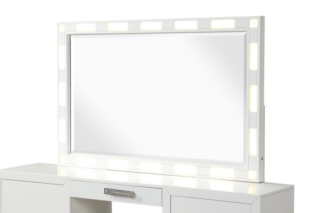 Coco LED Mirror Vanity Set Made with Wood in Milky White