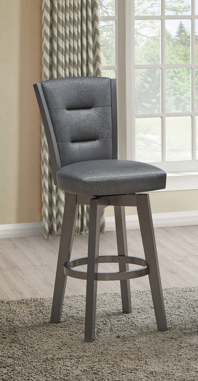 29" Seat Height Glitter Grey Faux Leather Bar Chairs, Set of 2