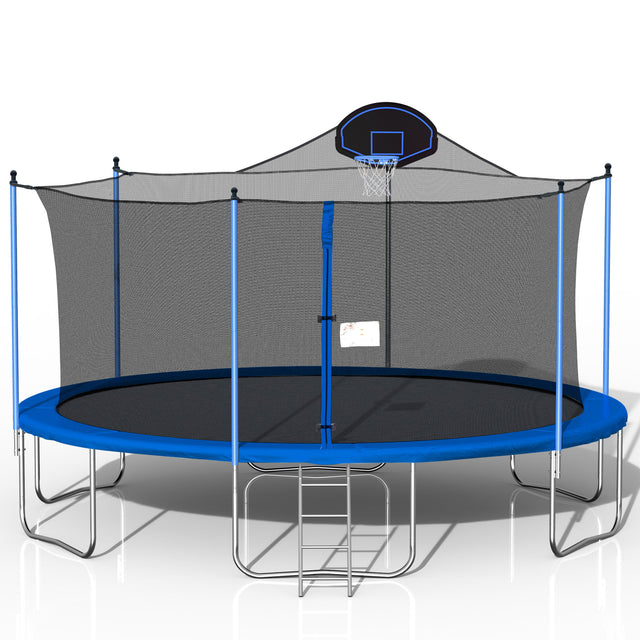 16FT TRAMPOLINE(BLUE) WITH BOARD,METAL