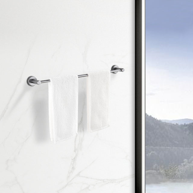 16-27 Inches Adjustable Expandable Towel Bar for Bathroom Kitchen Thicken Space Aluminum Wall Mount Gun Grey