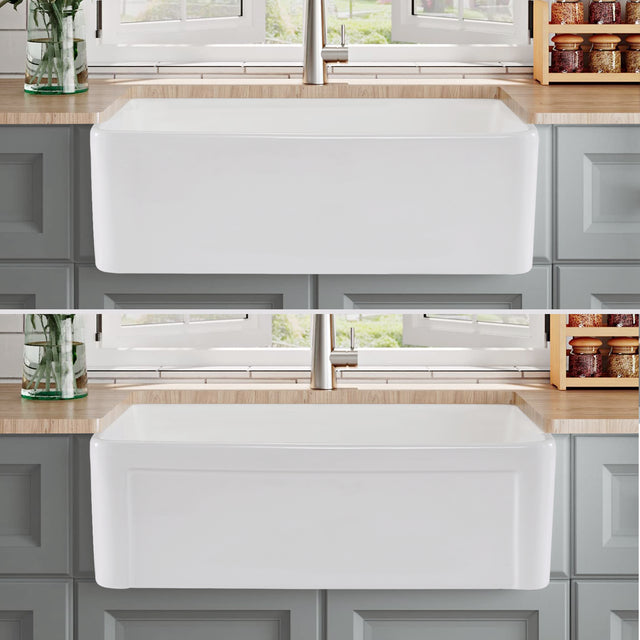 Inch  White Farmhouse Sink Deep Apron Sink Undermount Farmhouse Kitchen Sink Single Farm Sink