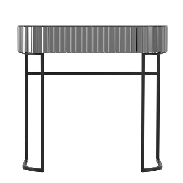 Mirrored Vanity Table, Mirrored Dressing Table, Iron Frame Desk for Bedroom Studio Office(Gray Striped Mirrored)