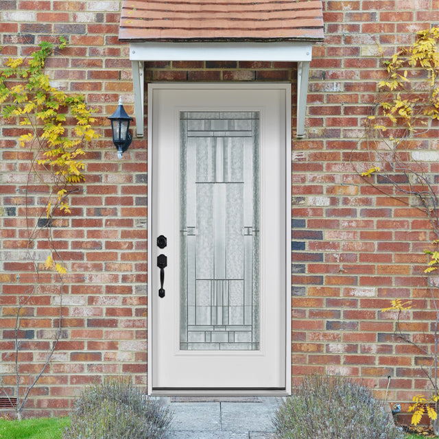 37.5inx81.5in Right Hand Inswing Decorative Glass- Zinc Caming  Fiber Glass Prehung Entry Door .
