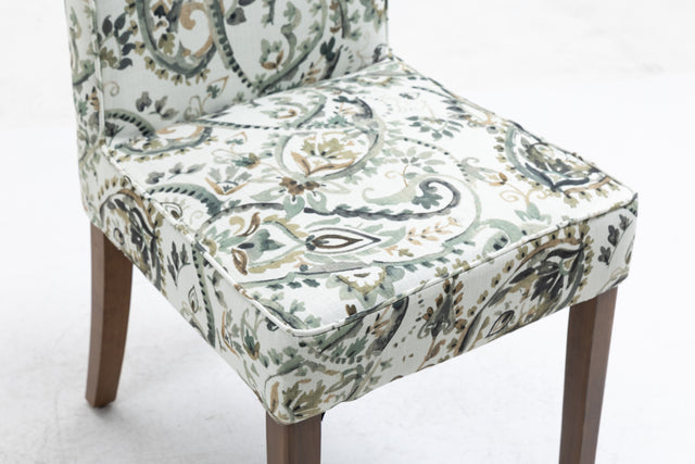 Cover Removable Interchangeable and Washable Taupe Cashew Fabric Upholstered Parsons Chair with Solid Wood Legs 2 PCS