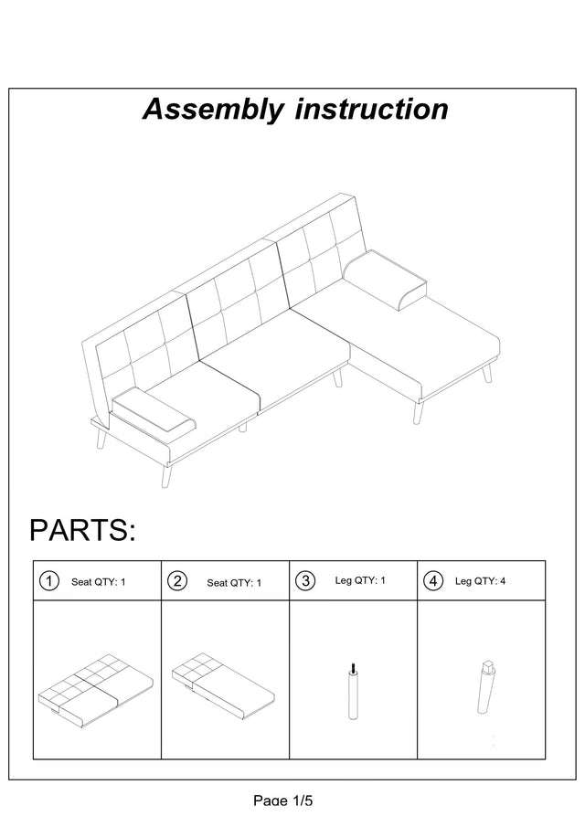 Mustard Color Polyfiber Sectional Sofa Set Living Room Furniture Solid wood Legs Tufted Couch Adjustable Sofa Chaise