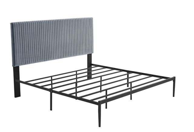 B110 King bed Beautiful line stripe cushion headboard  Strong iron frame with high temperature paint