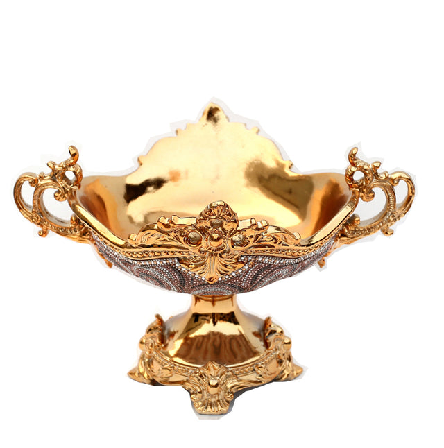 Ambrose Chrome Plated Crystal Embellished Ceramic Fruit Platter