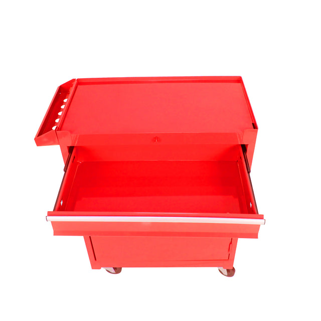 Detachable 5 Drawer Tool Chest with Bottom Cabinet and one Adjustable Shelf--Red