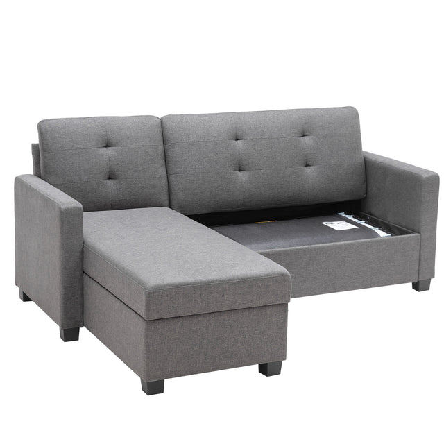 78.3" Convertible Sleeper Sofa Bed,Linen Pull Out Couch with Storage Chaise,Sleeper Counch with Memory Foam Mattress for  Small Space Living Room Bedroom Office,Gray