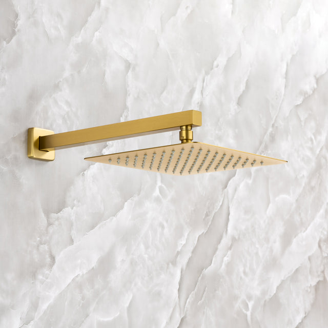 Rainfall 10 inch Shower System Bathroom Luxury Rain Mixer Silver Shower Combo Set Wall Mounted Shower Head Systems with High Pressure Head Hand Held Square Shower Head Polished Chrome Rough-in Valve