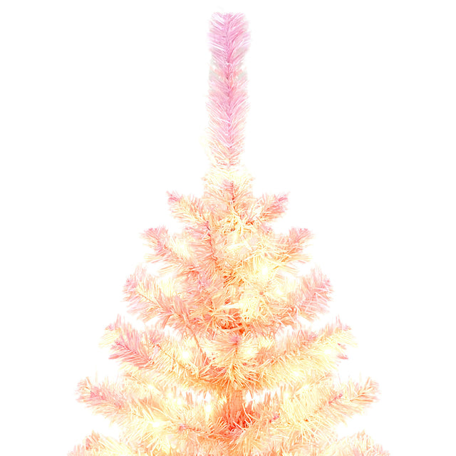 Pre-lit Artificial Christmas 2-Piece Set, Xmas Tree 5FT Pink Christmas Tree with 6 feet Garland X-mas