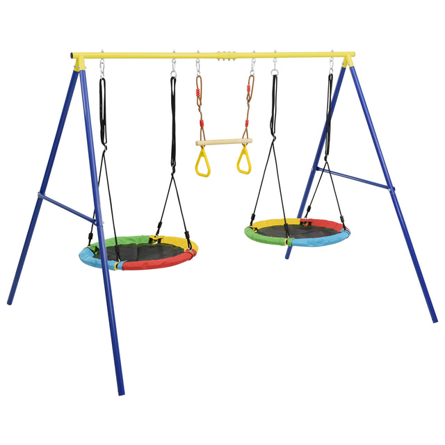 Outdoor Toddler Saucer Swing Set for Backyard, Playground Tree Swing Sets with Steel Frames,  with Disc Tree Swing Playset