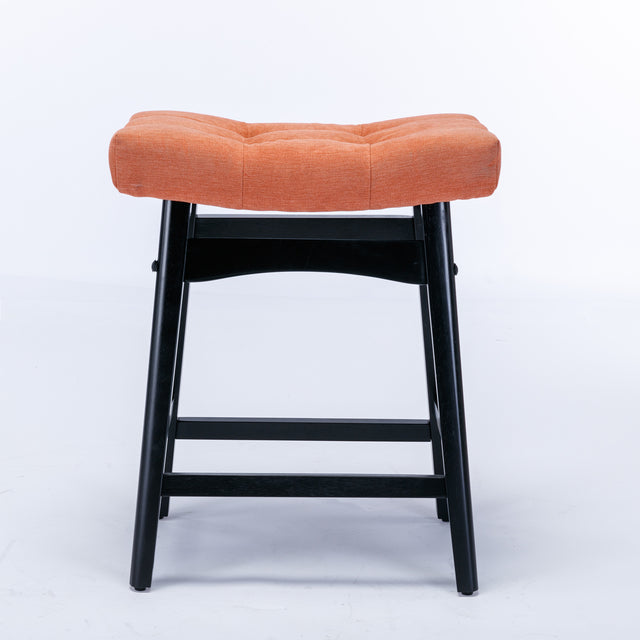 A&A Furniture,Counter Height 25" Stools for Kitchen Counter Backless Faux Leather Stools Farmhouse Island Chairs (25 Inch, Orange,Set of 2),SW1838OG