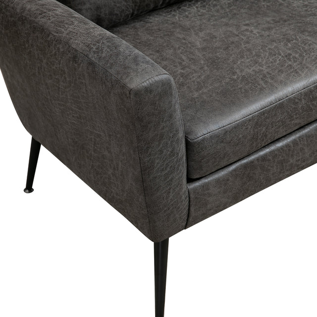 51"W Classical Loveseat Small Sofa Small Mini Room Couch Two-Seater Sofa With 2 Throw Pillows Black Metal Legs for Small Space Office Studio Apartment Bedroom, Valley Gray Bronzing Suede