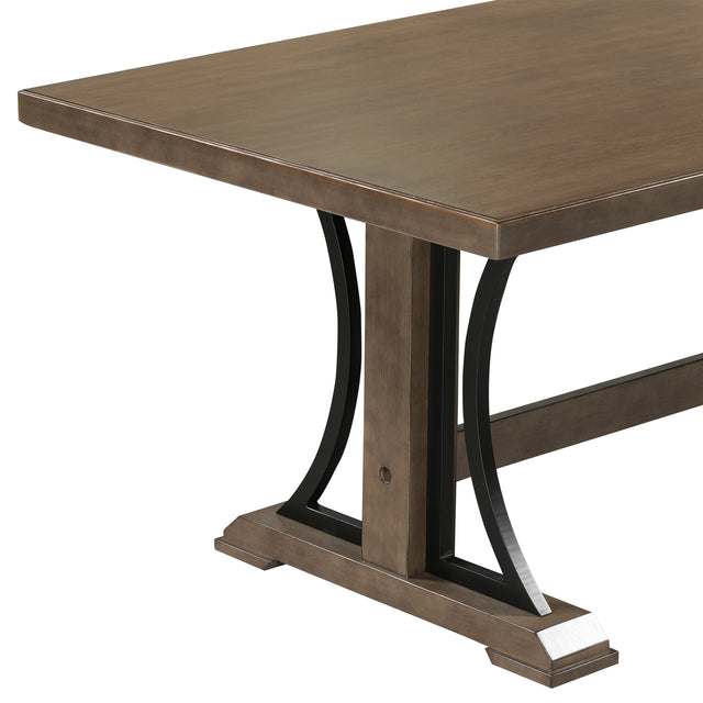 TREXM Retro Style Dining Table 78"Wood Rectangular Table, Seats up to 8 (Natural Walnut)