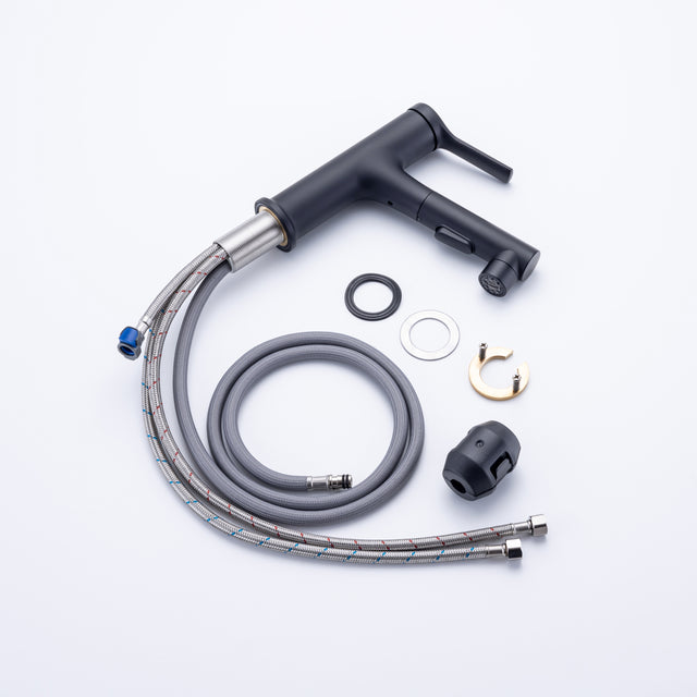 Single Hole Bathroom Faucet with Pull Out Sprayer, Dual Spray Modes, Solid Brass Polished Chrome Bathroom Faucet for Sink, Modern One Handle Bath Vanity Faucet with Face Basin Mixer Tap\\nVisit the YI