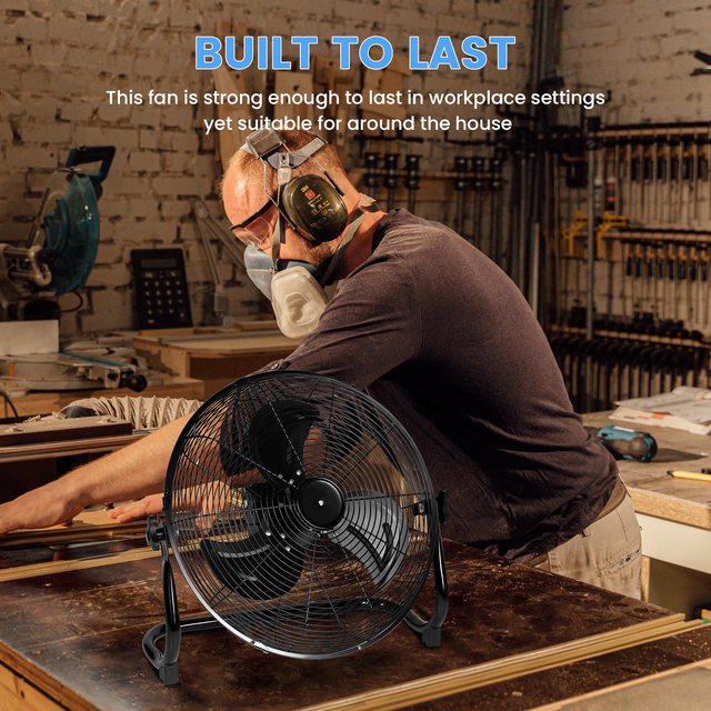 Rechargeable Cordless Floor Fan, 16-Inch, High Velocity Floor Fan With 360-Degree Tilt, Ready-to-use, Battery Operated, Heavy Duty Metal Floor Fan for Industrial, Commercial, Residential, Office