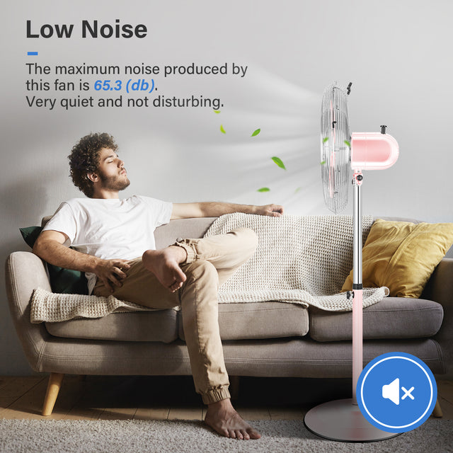 16 Inch High Velocity Stand Fan, Adjustable Heights, 75°Oscillating, Low Noise, Quality Made Fan with 3 Settings Speeds, Heavy Duty Metal for Industrial, Commercial, Residential, Color: Pink