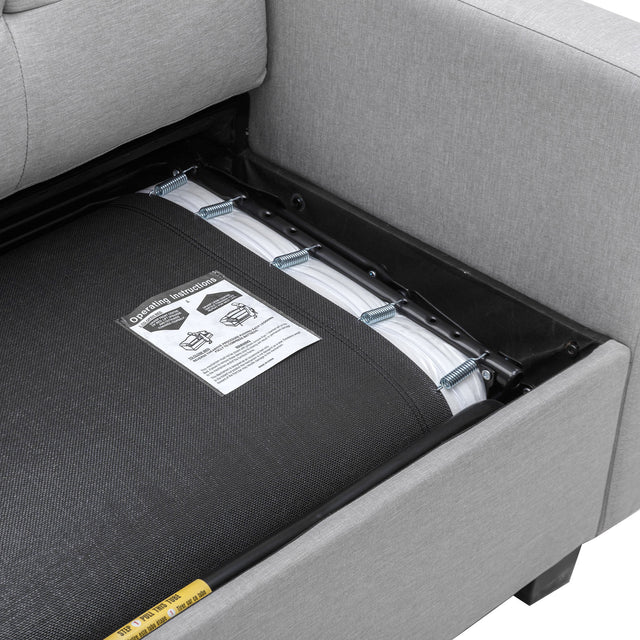 78.3" Convertible Sleeper Sofa Bed,Linen Pull Out Couch with Storage Chaise,Sleeper Counch with Memory Foam Mattress for  Small Space Living Room Bedroom Office,Light Gray