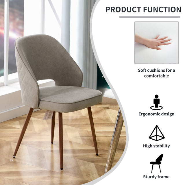 Modern Dining Chairs,Linen Accent Chair, Living Room Leisure Chairs, Upholstered Side Chair with Metal Legs for Dining Room Kitchen Vanity Patio Club Guest (Set of 1)  Grey Office Chair