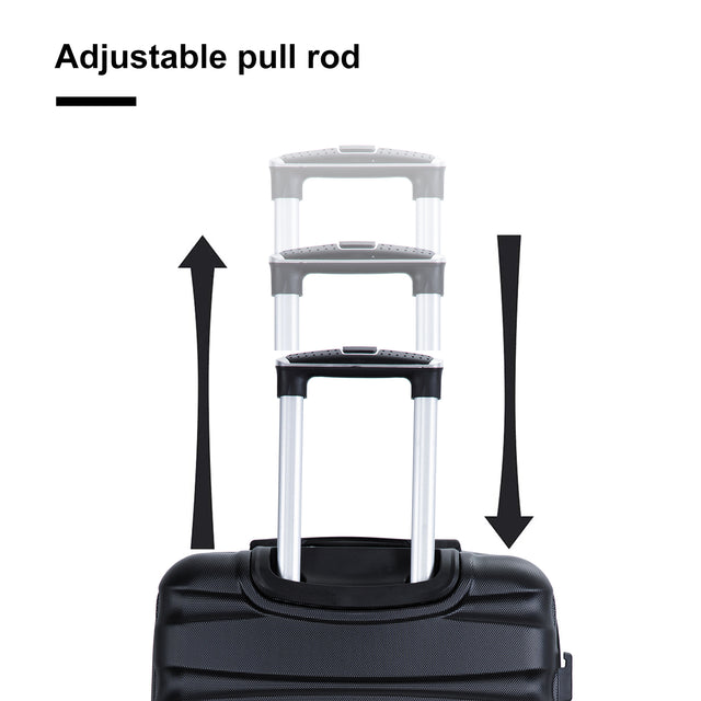 Expandable 3 Piece Luggage Sets ABS Lightweight Suitcase with Two Hooks, Spinner Wheels, TSA Lock, (20/24/28) Black