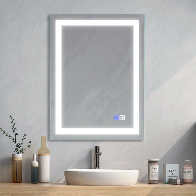 24×32 Bathroom Mirror with Dimmable LED Light Makeup Mirror Anti-fog