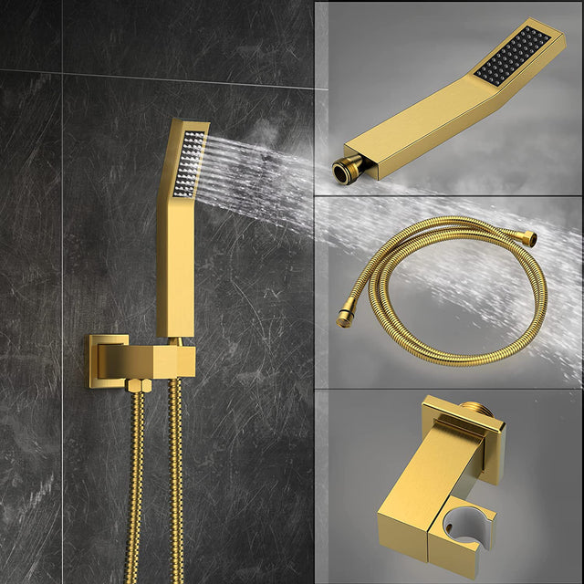 Shower set brushed gold 10 inch bathroom Deluxe shower mixer shower combination set wall mounted shower head system shower faucet
