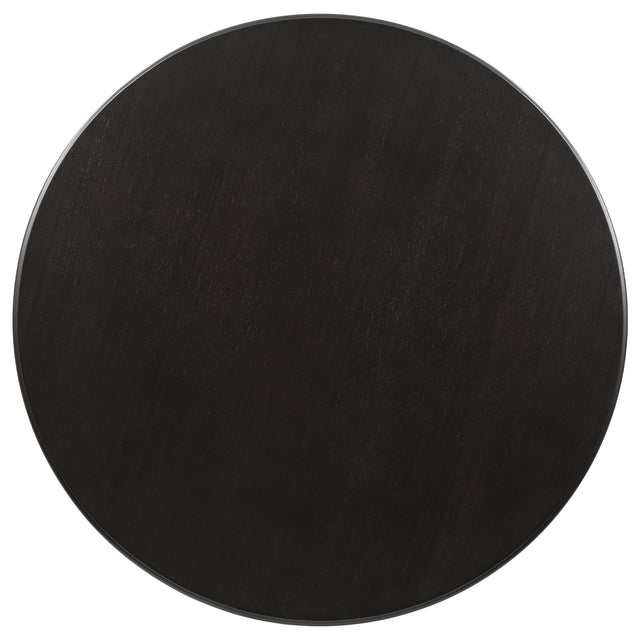 TREXM 5-Piece Kitchen Dining Table Set Round Table with Bottom Shelf, 4 Upholstered Chairs for Dining Room