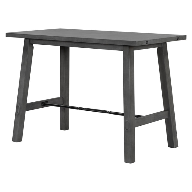 TREXM Counter Height Dining Table Solid Wood & Metal Dining Table for Small Space (Gray)
