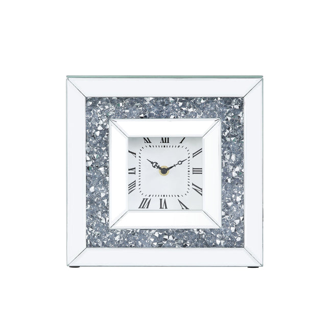 ACME Noralie Accent Clock in Mirrored & Faux Diamonds 97817