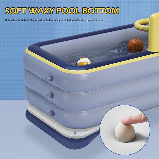 Toy inflatable swimming pool with basketball rack, thickened family inflatable swimming pool suitable for outdoor, garden, backyard, summer