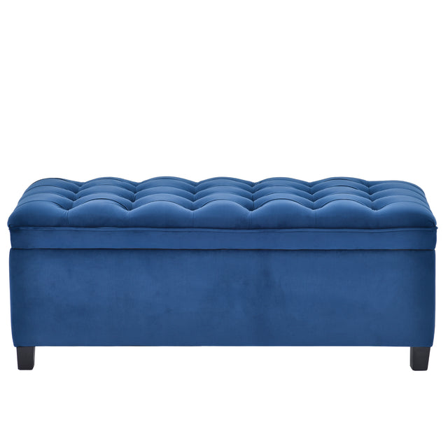 U-stye Upholstered Flip Top Storage Bench with Button Tufted Top