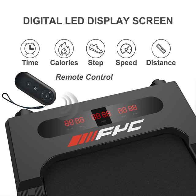 FYC 2 in 1 Under Desk Treadmill - 2.5 HP Folding Treadmill for Home, Installation-Free Foldable Treadmill Compact Electric Running Machine, Remote Control & LED Display Walking Running Jogging, Red