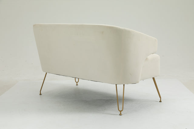 Twin Size Love seat Accent Sofa with Golden Metal Legs, Living Room Sofa with Tufted Backrest, 600 Pounds Weight Capacity