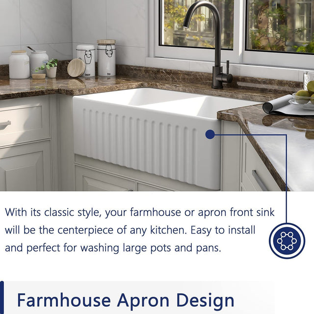 Farmhouse/Apron Front White Ceramic Kitchen Sink