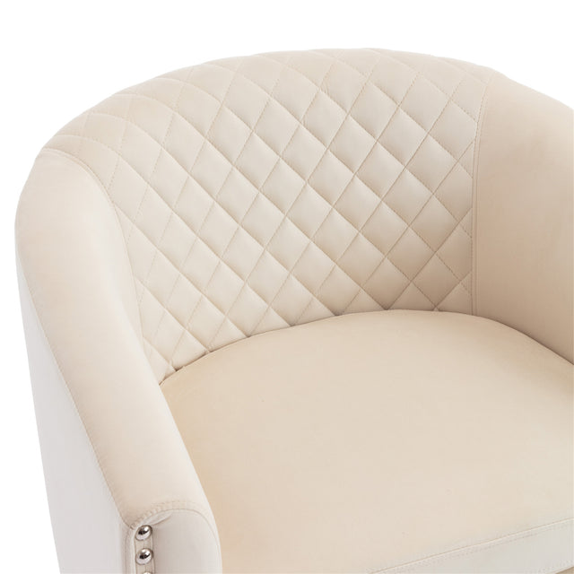 COOLMORE  Swivel  Barrel chair living room chair with nailheads and Metal base
