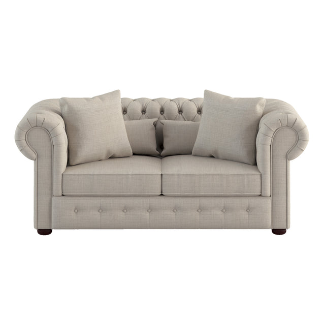 Luxurious Style 1pc Loveseat Beige Button-Tufted with 4 Pillows Fabric Upholstered Classic Look Living Room Furniture