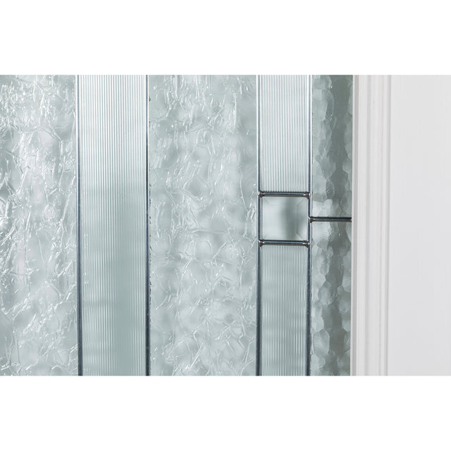 37.5inx81.5in Left Hand Inswing Decorative Glass- Zinc Caming Fiber Glass Prehung Entry Door .