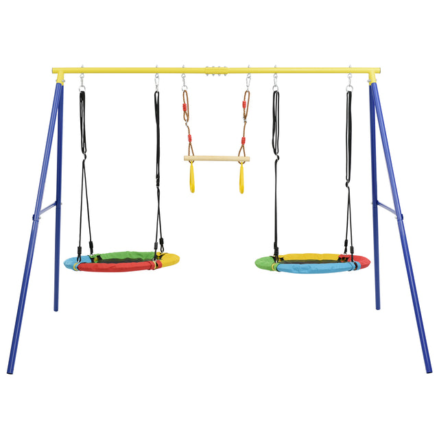 Outdoor Toddler Saucer Swing Set for Backyard, Playground Tree Swing Sets with Steel Frames,  with Disc Tree Swing Playset