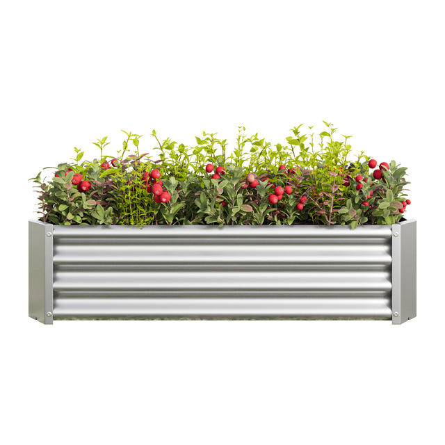 Metal Raised Garden Bed, Rectangle Raised Planter 4×2×1ft  for Flowers Plants, Vegetables Herb Veezyo Silver