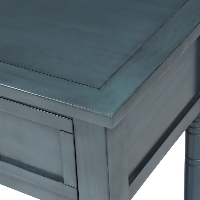TREXM Daisy Series Console Table Traditional Design with Two Drawers and Bottom Shelf (Navy)