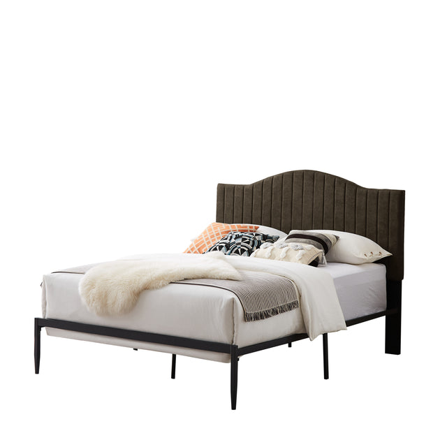 B111 Queen bed Beautiful line stripe cushion headboard  Strong iron frame with high temperature paint