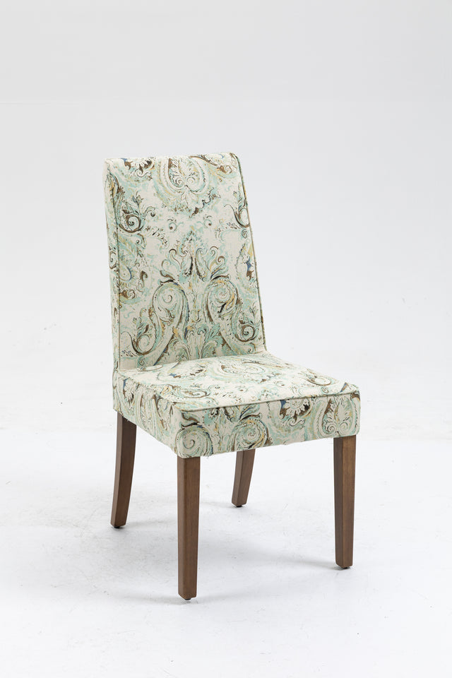 Cover Removable Interchangeable and Washable Multi-color Blue Floral Fabric Upholstered Parsons Chair with Solid Wood Legs 2 PCS