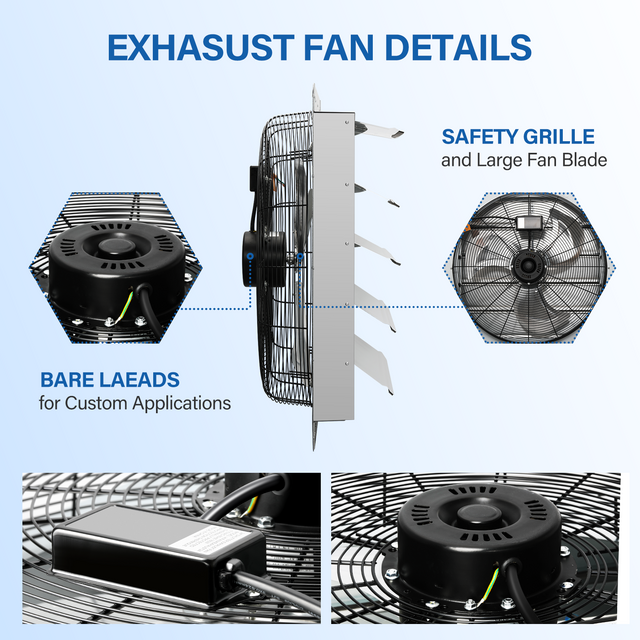 iPower 24 Inch Shutter Exhaust Fan Aluminum High Speed 1400RPM, 2750 CFM, 1-Pack, Silver