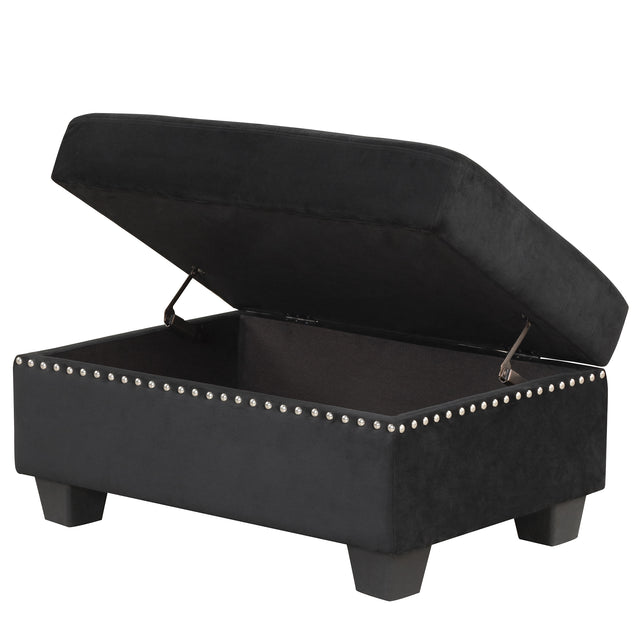 104.5" Reversible Sectional Sofa Space Saving with Storage Ottoman Rivet Ornament L-shape Couch for Small or Large Space Dorm Apartment,Black(旧SG000406AAA)