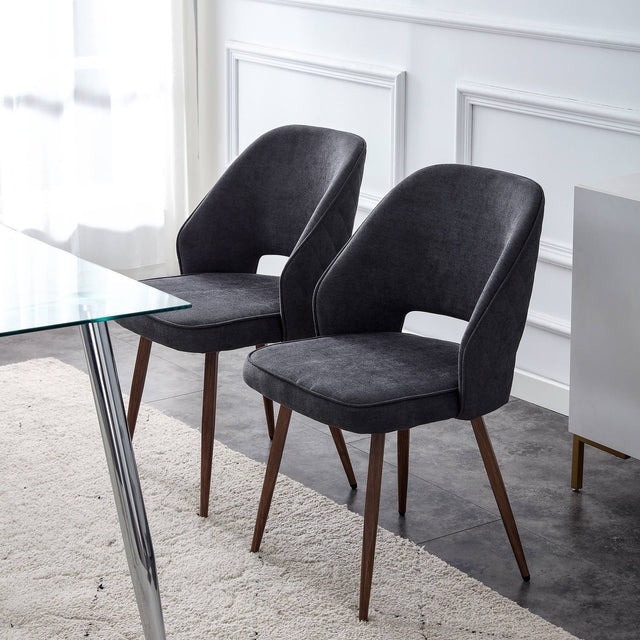 Modern Dining Chairs, Velvet Accent Chair, Living Room Leisure Chairs, Upholstered Side Chair with Metal Legs for Dining Room Kitchen Vanity Patio Club Guest (Set of 2) （ Dark Grey Office Chair）