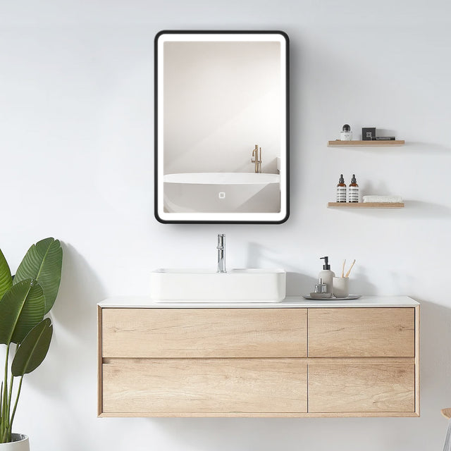 24x30 inch 3 colors with light Black framed Wall mount Medicine Cabinet with Mirror Anti-fog function