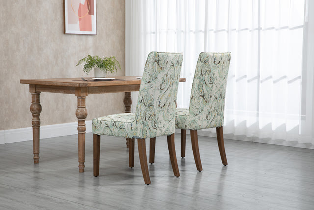 Cover Removable Interchangeable and Washable Multi-color Blue Floral Fabric Upholstered Parsons Chair with Solid Wood Legs 2 PCS